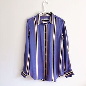 Equipment Femme Oversized Silk Purple Stripe Blouse